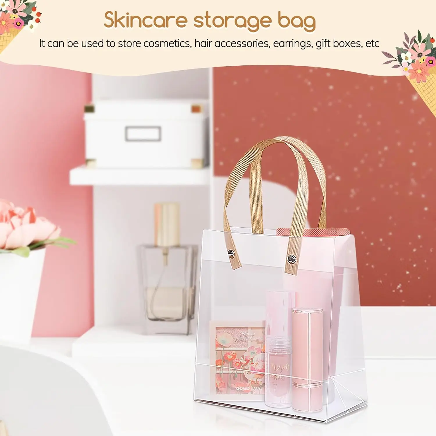 20PCS Frosted Holiday Gift Bags with Handles – Eco-Friendly Transparent Tote Packaging for Birthday, Anniversary, Party, Candy, and Holiday Gift Wrapping, Reusable Companion Shopping Bag 7