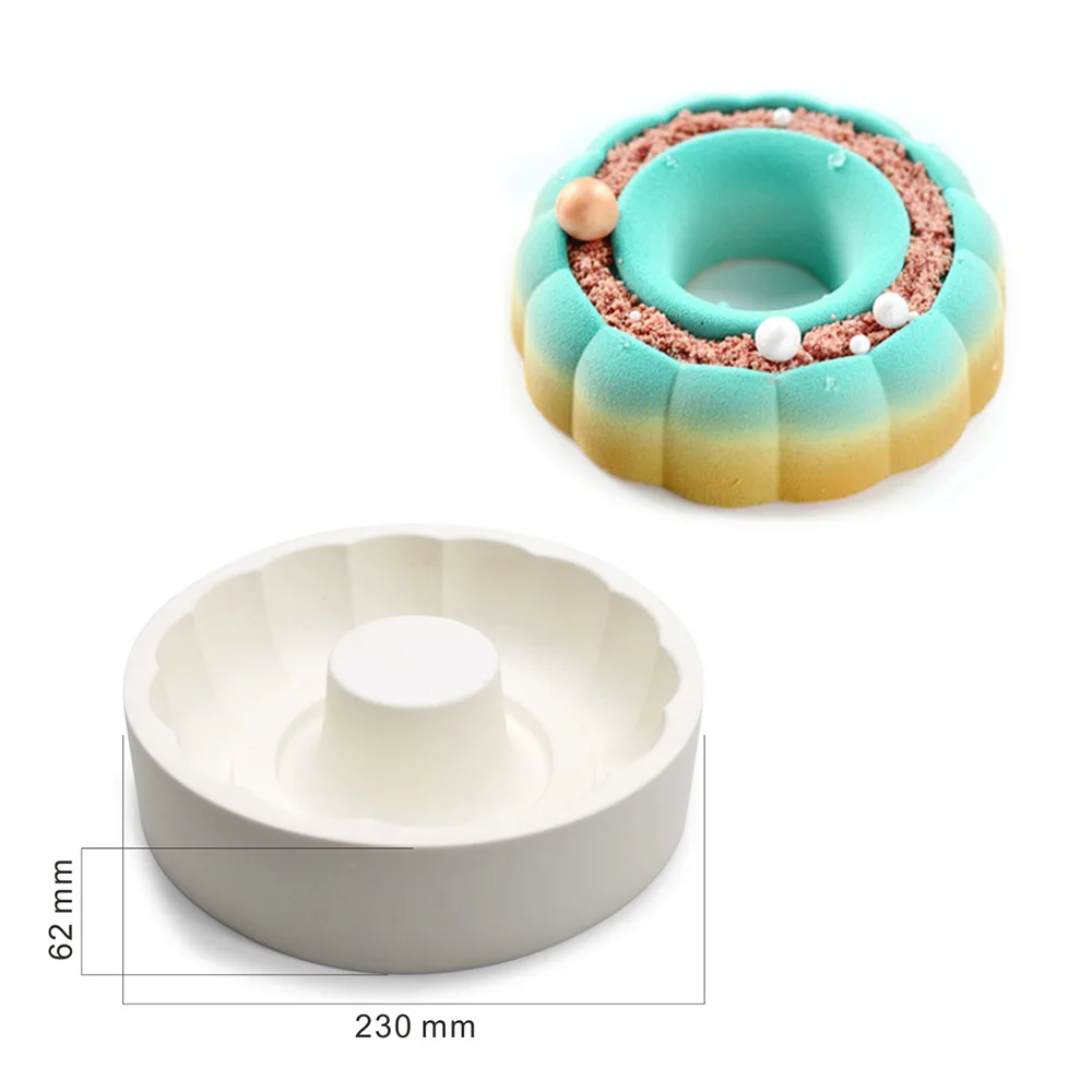 Round Corrugated Big Flower Mousse Cake Mold Taiji Design Silicone Mold for DIY Chocolate, Pudding, French Desserts, and Baking, Flexible Non-Stick Pastry Tool for Creative Home Baking and Party Treats - 图片 16