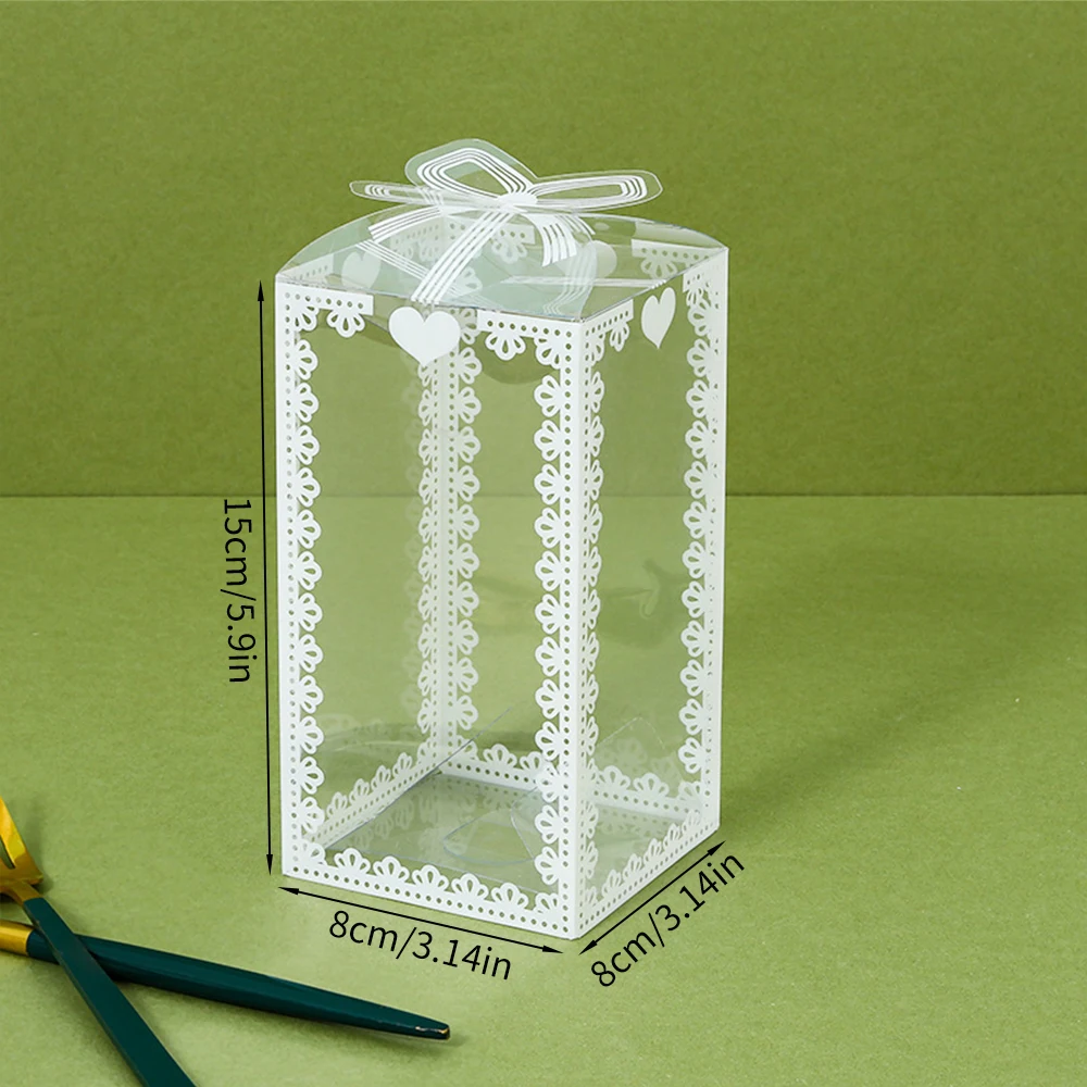 10Pcs Transparent PVC Candy Favor Gift Packaging Boxes, Clear Plastic Wedding Party Birthday Christmas Gift Wrapping Box for Cookies Chocolate Macarons Dessert Packaging Supplies - 图片 11