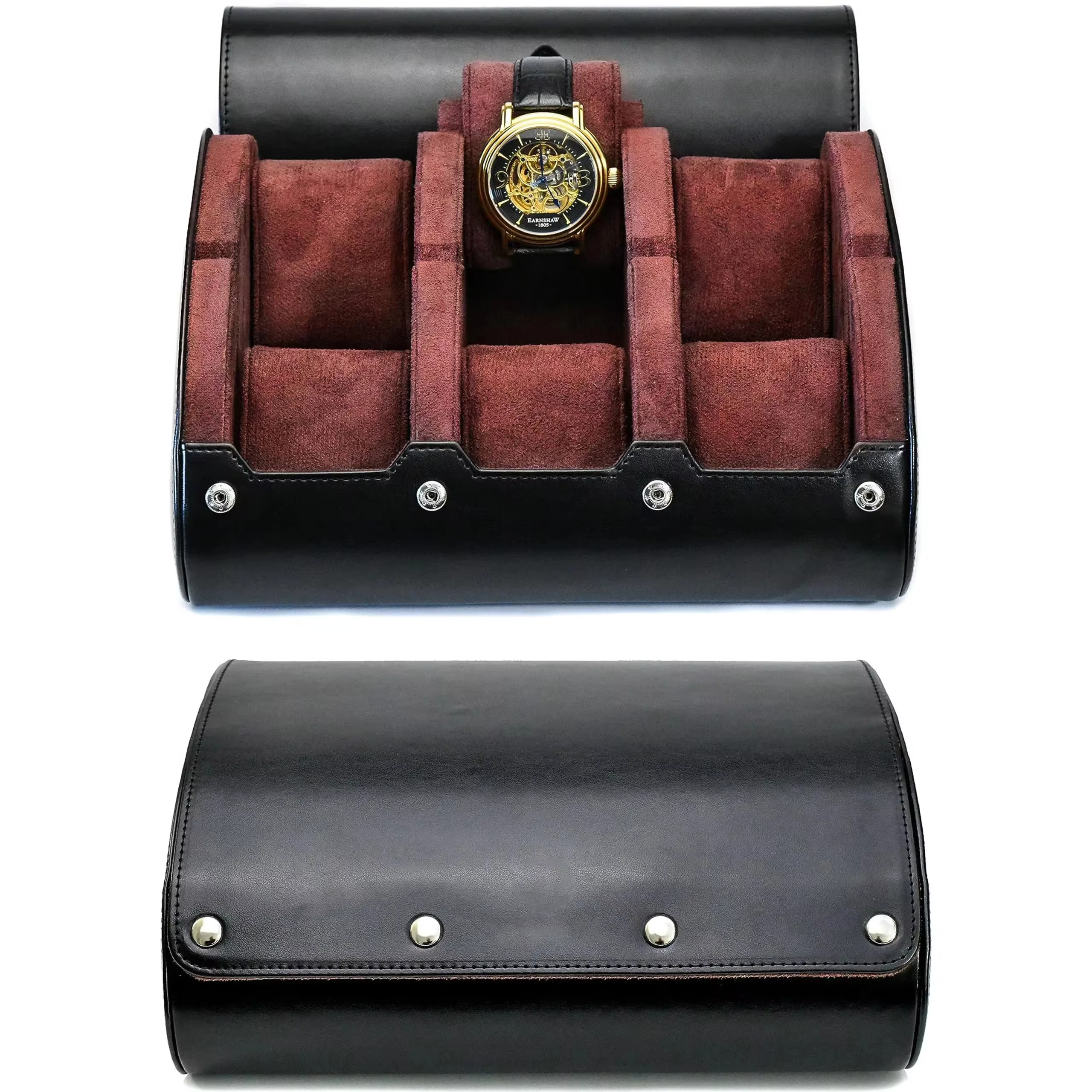 Watch Roll Case Organizer ⌚ – PU Leather Travel Case for Men & Women, 3-Slot Display, Swiss-Inspired Design, Soft Suede, Flat Base Stability, Luxury Gift for Watch Lovers - 图片 8