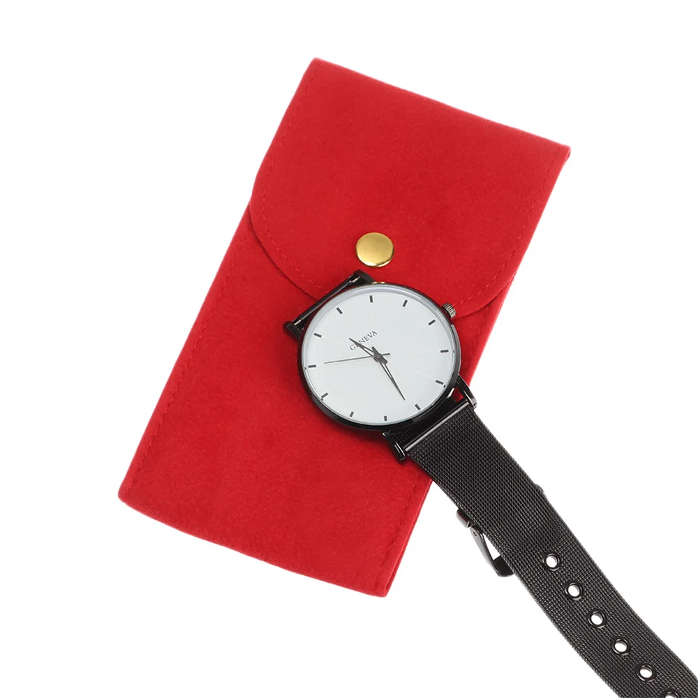 Travel Jewelry Organizer | 1PC Portable Flannelette Watch Box Case – Dust-Proof Storage Bag with Multiple Pockets for Watches, Collection Protection, Organizer for Men and Women, Ideal for Travel and Home Storage - 图片 6