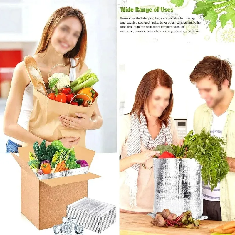 50pcs Aluminum Foil Insulated Bags – Reusable Thermal Cooler Pouches for Food, Lunch, Snacks, Bento, Picnic, Hot or Cold Storage, Ice Bag, Portable Meal Storage Carrier for Work, School, Travel Outdoors - 图片 6