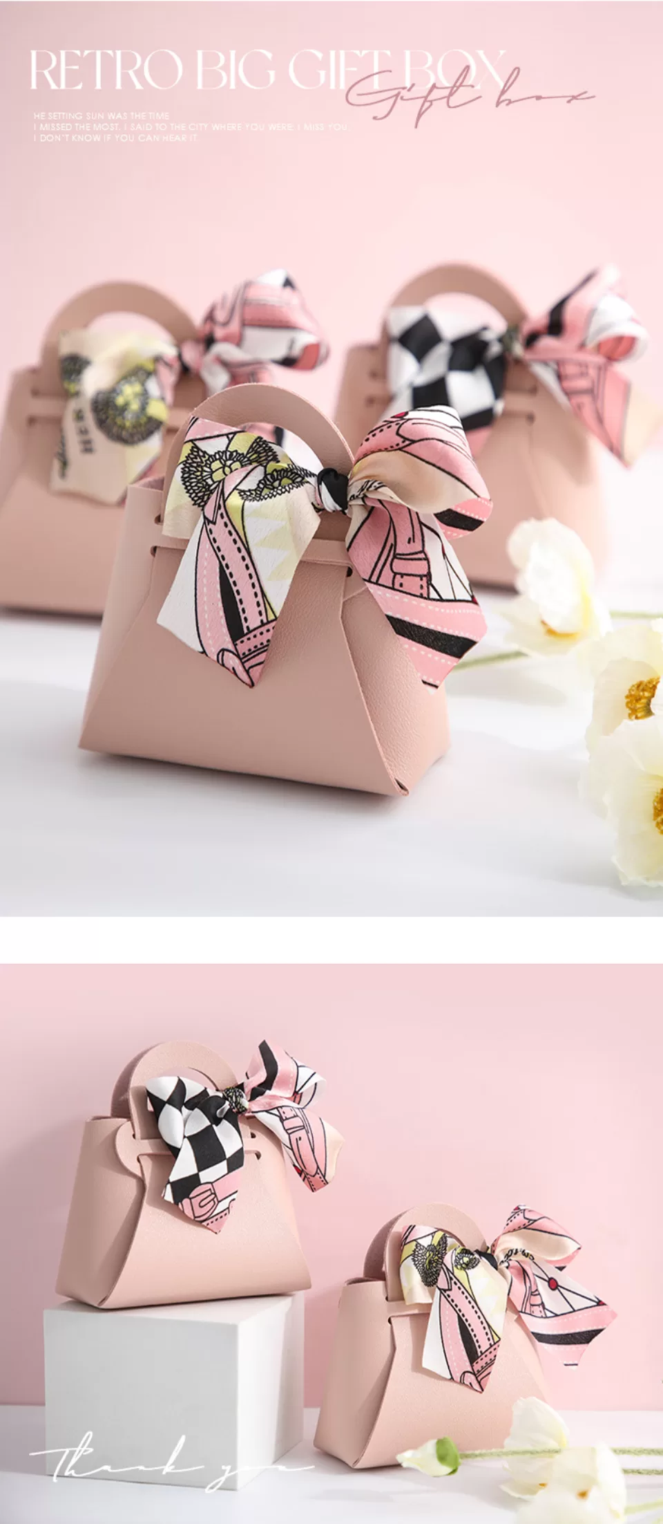 3PCS Leather Favour Bags with Scarf – Wedding Party Decoration, Baby Shower, Ramadan, Eid Gift Packaging for Friends, Elegant Gift Bags for Special Occasions and Celebrations