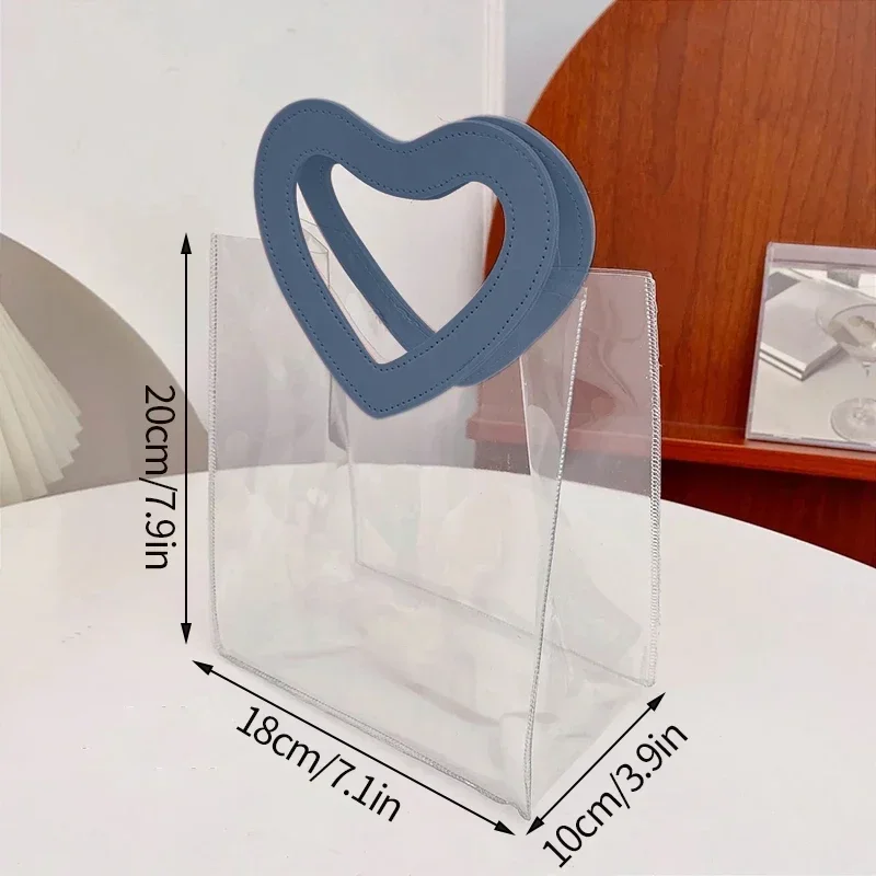1–10PCS Transparent PVC Gift Bags Waterproof Candy Shopping Handbag with Love or Square Handle for Valentine’s Day Wedding Party Favor Packaging Bolsa Regalo Sac Cadeau ساک هدیه 透明ギフトバッグ 투명포장가방 - 图片 8