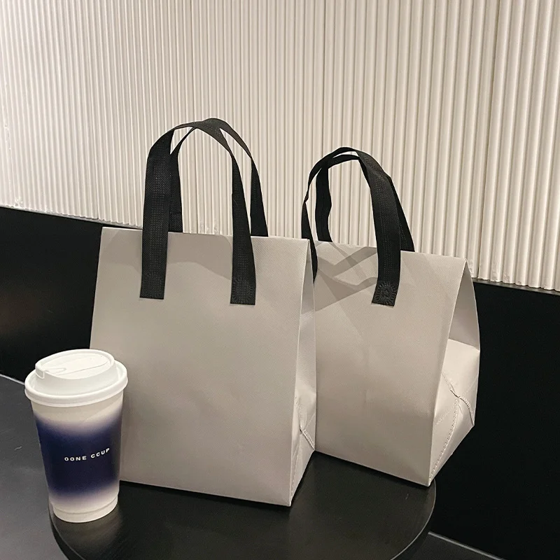 10pcs Silver Non-Woven Insulated Tote Bags, Reusable Fabric Pouches for Bread, Drinks, Food, Lunch, Grocery, Delivery, Picnic, Thermal Storage, Keep Warm or Cold, Eco-Friendly Durable Carrier - 图片 29