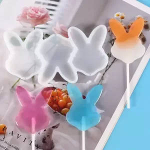 3D Easter Bunny Lollipop Silicone Mold – DIY Rabbit Design for Fondant, Chocolate, Candy, Cake Decorating, Cupcake Toppers, Sugarcraft, Baking Accessories for Easter and Holiday Treats