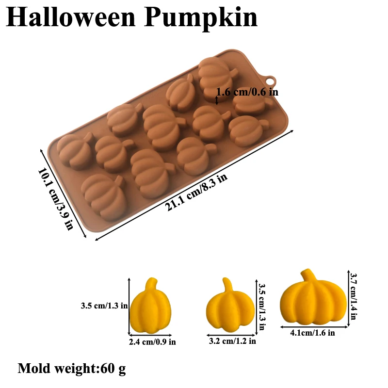 Halloween Silicone Cake Mold, Pumpkin Skull Bat Tombstone Ghost Spider Witch Shape Chocolate Mould, Non-Stick Baking Mold for Cookies, Candy, Jelly, Desserts, Party Decorations