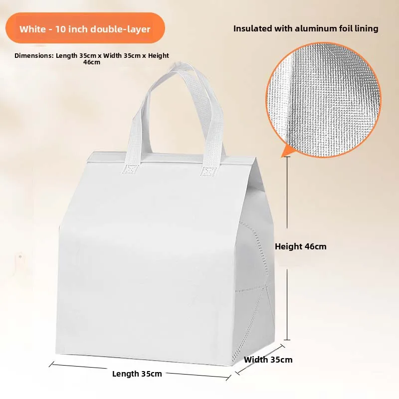 Large Capacity Aluminum Foil Insulated Bag, Disposable Thermal Cake Preservation Pouch, Heat Retention Food Storage Container, Fresh-Keeping Box for Birthday Cakes, Pastries, Catering, Delivery - 图片 18