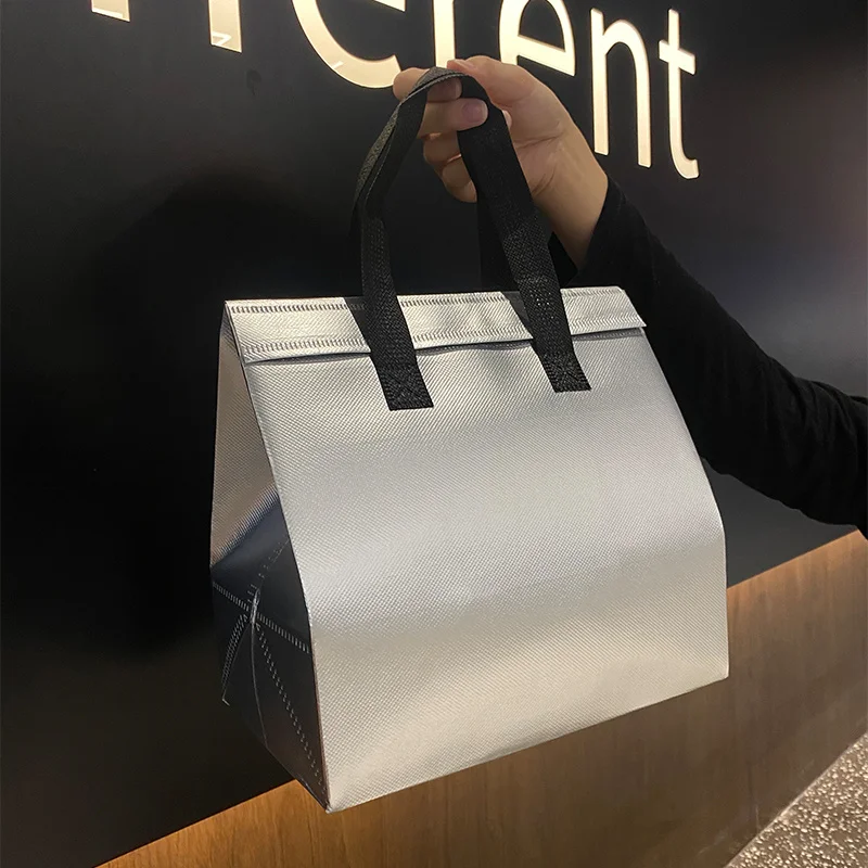 10pcs Green Non-Woven Insulated Tote Bags – Portable Reusable Meal Carrier Pouches for Lunch, Snacks, Drinks, Grocery, Delivery, Picnic, Hot or Cold Food Storage for Work, School, Travel - 图片 18