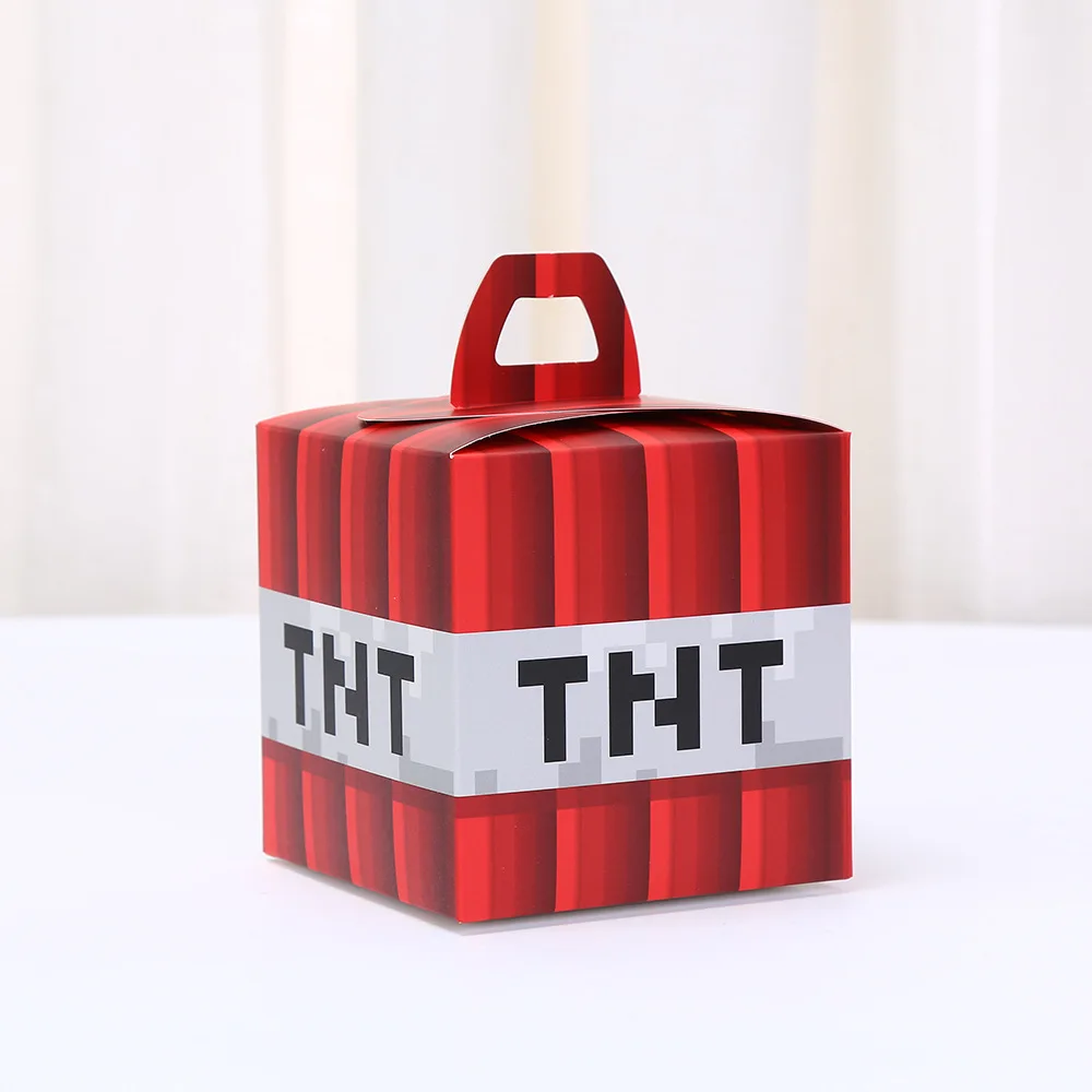 12Pcs Pixel Game Square Candy Boxes Birthday Party Decoration Cartoon Gift Boxes Festival Supplies Paper Handheld Packaging Boxes DIY Treat Boxes Party Favor Accessories for Kids