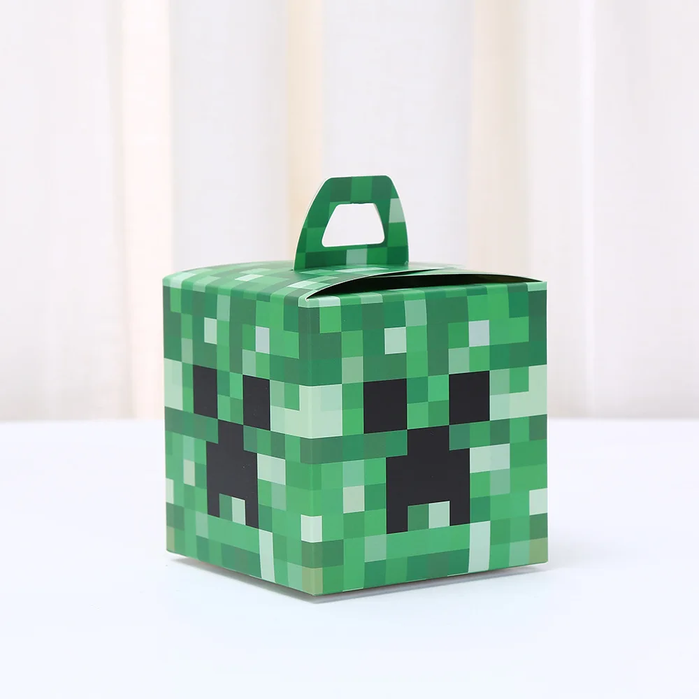 12Pcs Pixel Game Square Candy Boxes Birthday Party Decoration Cartoon Gift Boxes Festival Supplies Paper Handheld Packaging Boxes DIY Treat Boxes Party Favor Accessories for Kids