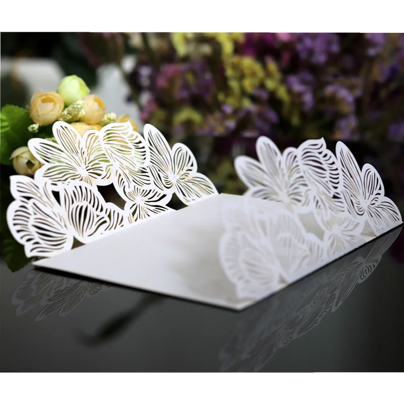 10/20pcs Floral Wedding Invitation Cards – White Paper Birthday Greeting Card Covers for Weddings, Engagements, Birthday Parties, Bridal Showers, Creative Party Decor & Event Supplies - 图片 2