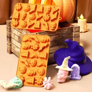 1pc Halloween Chocolate Mold with Pumpkin, Skull, Spider, and Bat Shapes, Silicone Cake, Candy, Cookie, Ice Cube, and Jelly Mold for Home Baking, Party Treats, and Creative Holiday Desserts