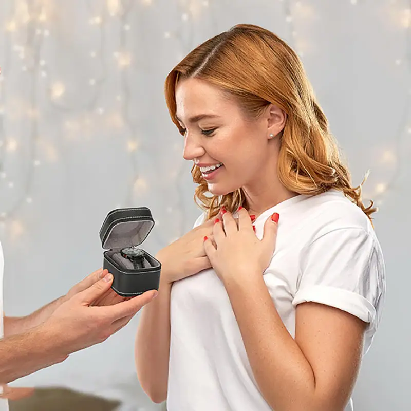 Travel Watch Case ⌚ Single Watch Case – Leather Watch Travel Case with Removable Cushion – Portable Square Jewelry Storage Organizer Box for Wristwatch and Smartwatch Protection 3