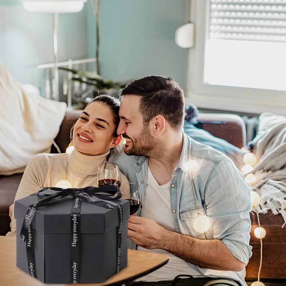 Hexagonal DIY Explosion Gift Box with Photo Album – Handmade Creative Cardboard Box for Valentine's Day, Wedding Proposal, Anniversary, Birthday, Personalized Memory Keepsake, Surprise Present 3