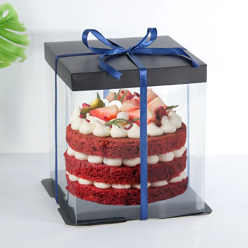 7 Inch Transparent Cake Box, Large Birthday Cake Packaging Boxes with Clear Window, DIY Baking Dessert Boxes for Cakes, Cupcakes, Pastries, Flower Gift Packaging for Wedding Christmas Baby Shower Party Supplies - 图片 3