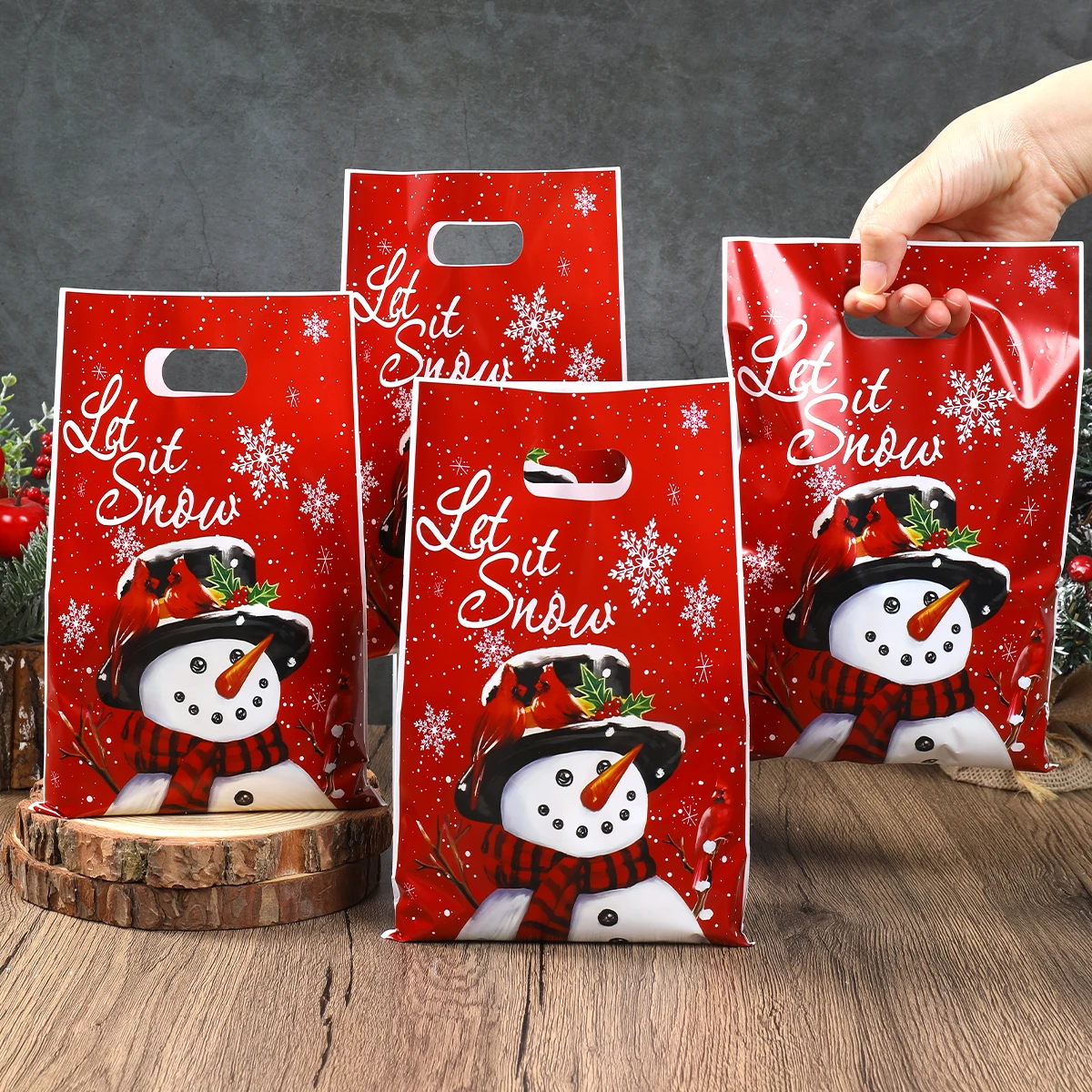 Christmas Snowman Gift Handbag Merry Christmas Decoration for Home 2025 Navidad Natal Snowflake Candy Handy Bag New Year Party Favor Shopping Tote Bolsa Regalo Sac Cadeau ساک هدیه 크리스마스 가방