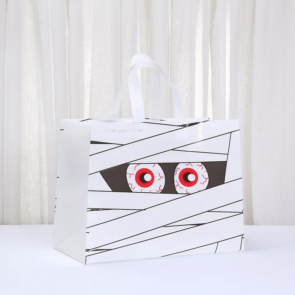 Halloween Monster Non Woven Bags Reusable Trick or Treat Tote Gift Bag for Candy Cookie Party Favor Pumpkin Cat Vampire Mummy Design Bolsa de Dulces Sac Bonbon Halloween Tasche كيس حلوى الهالوين 할로윈가방