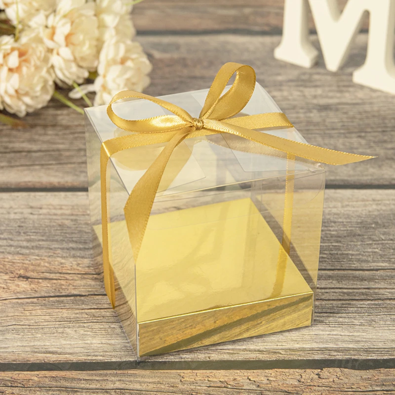12Pcs Square Transparent Gift Boxes, Clear Plastic Display Cases, Dustproof Favor Storage Containers, Wedding Party Decor Candy Packaging, Reusable Clear Case for Small Gifts and Keepsakes