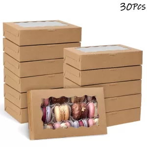 30PCS Cake Bakery Boxes with Window – Ideal for Chocolates, Candy, Desserts, Cupcakes, Packing for Birthday Parties, Weddings, Christmas Gifts, and Special Occasions