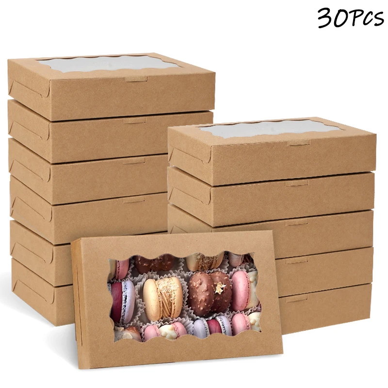 30PCS Cake Bakery Boxes with Window – Ideal for Chocolates, Candy, Desserts, Cupcakes, Packing for Birthday Parties, Weddings, Christmas Gifts, and Special Occasions