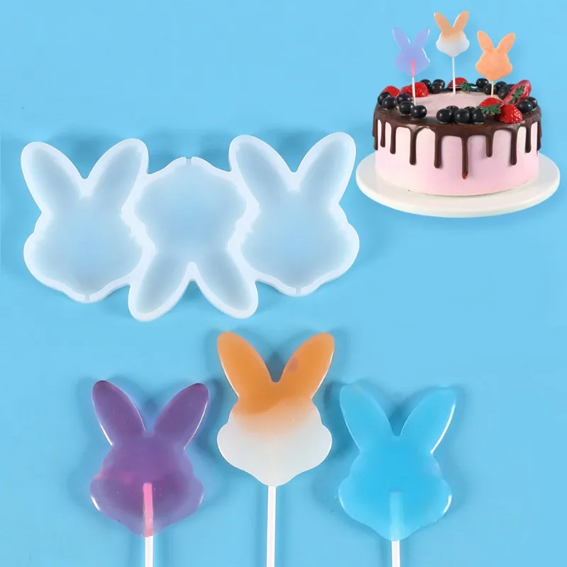 3D Easter Bunny Lollipop Silicone Mold – DIY Rabbit Design for Fondant, Chocolate, Candy, Cake Decorating, Cupcake Toppers, Sugarcraft, Baking Accessories for Easter and Holiday Treats