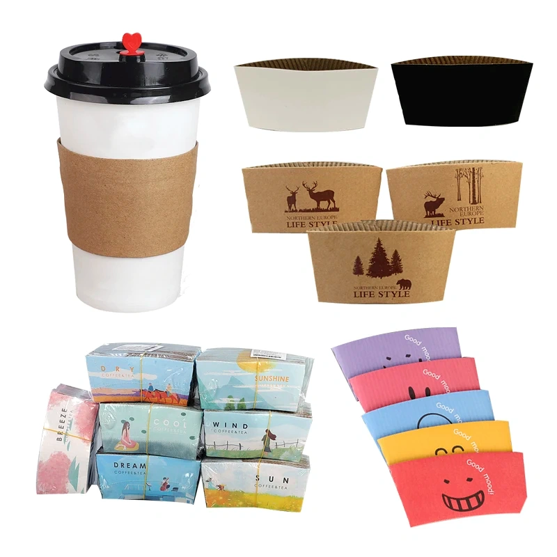 25PCS Disposable Cup Sleeve Paper Kraft for Cold and Hot Drinks Tea Coffee Beverages Coffee Shops Takeaway Water Bottles Party Decor DIY Drink Accessories Protective Beverage Sleeves