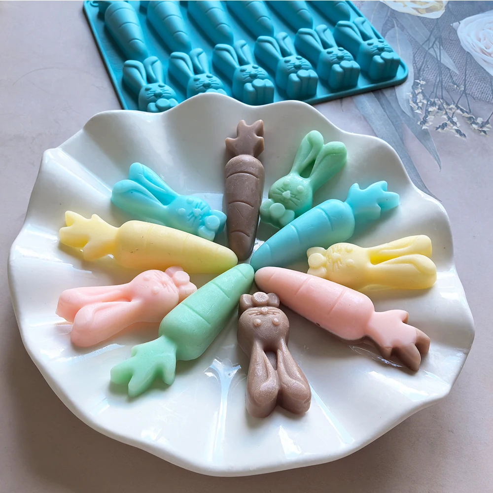 1pc Creative 12-Hole Radish and Rabbit Shaped Silicone Mold for 3D Chocolate, Pudding, Cookies, Candy, and DIY Non-Stick Baking, Flexible Food-Grade Mold for Home Baking, Party Treats, Dessert Decoration 1pc Creative 12-Hole Radish and Rabbit Shaped Silicone Mold for 3D Chocolate, Pudding, Cookies, Candy, and DIY Non-Stick Baking, Flexible Food-Grade Mold for Home Baking, Party Treats, Dessert Decoration
