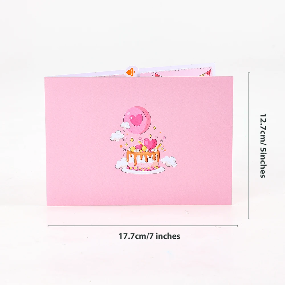 3D Pop Up Birthday Greeting Card with Envelope – Creative DIY Postcard Featuring Colorful Cake Design, Unique Celebration Gift for Kids, Friends, Family, Colleagues, Birthday Party Decorations