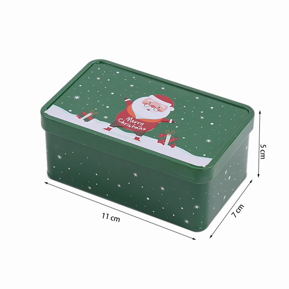 Rectangle Christmas Tinplate Gift Box – Empty Metal Cookie Candy Storage Container with Santa Claus Design, Holiday Wedding Favor Box, Jewelry Keepsake Can, Party Supplies for Seasonal Gift Packaging