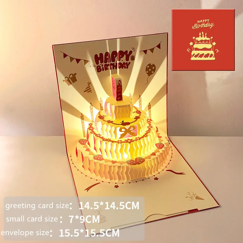 3D Pop-Up Greeting Card with Music & Light – Happy Birthday Message Card for DIY Blessings, Write-Your-Own Wishes, Holiday Party Decorations, Unique Creative Gift for Family, Friends & Special Occasions - 图片 4