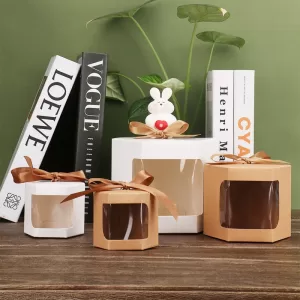 10/20/25Pcs Kraft Paper Open Window Gift Boxes for Baking Dessert Wedding Favor Candy Packaging Birthday Party Decoration Eco-Friendly Packaging Boxes with Transparent Window for Chocolate Cookies Treats