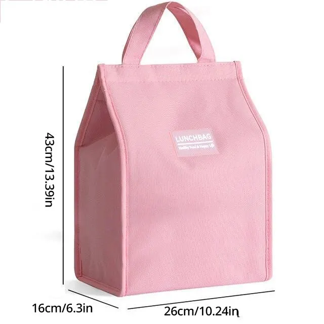 1pc Blue Grey Pink Portable Insulated Lunch Bag with Aluminum Foil Lining, Waterproof Food Storage Tote for Rice, Snacks, Picnic, Travel, Office, School, Reusable Thermal Lunch Box Carrier - 图片 8