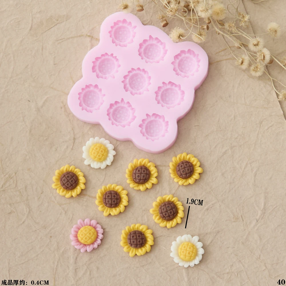 3D 9-Cavity Flower Silicone Mold – Sunflowers Design for Fondant, Candy, Chocolate, Cake Decorating, DIY Baking Tools, Sugarcraft, Cupcake Toppers, and Creative Dessert Accessories