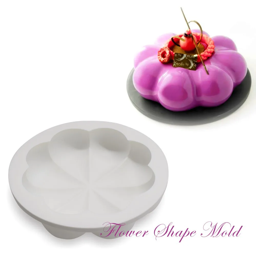 Round Corrugated Big Flower Mousse Cake Mold Taiji Design Silicone Mold for DIY Chocolate, Pudding, French Desserts, and Baking, Flexible Non-Stick Pastry Tool for Creative Home Baking and Party Treats