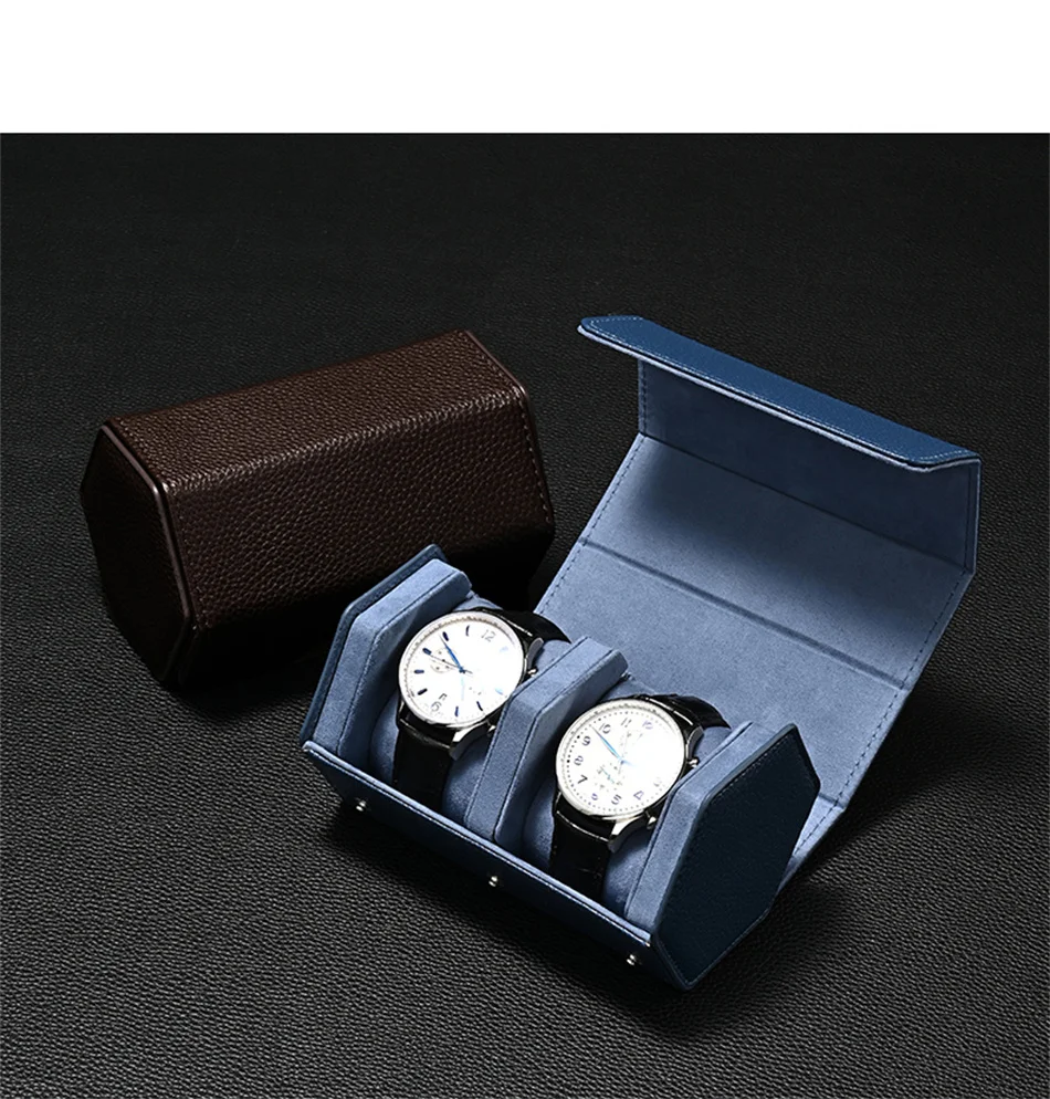 Travel Watch Organizer | Dual Watch Storage Bag Premium PU Leather Travel Watch Box, Portable Wrist Watch Organizer Gift Case, Double Slot Luxury Watch Packaging Bag for Men and Women 4