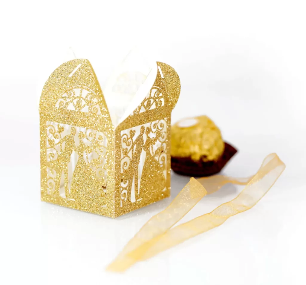 50/100/200 Pcs Glitter Paper Candy Boxes for Wedding Valentine's Day - Bride Groom Part... - SKU CCB01310 - UGI Packaging