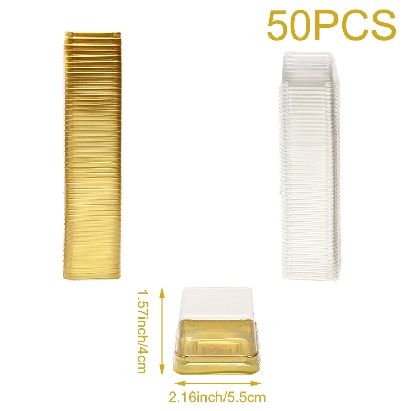 50Pcs Mini Dessert Cake Box Containers, Transparent Cupcake and Pastry Baking Packaging Boxes with Lids, Clear Plastic Dessert Holders for Wedding, Birthday, Christmas, Party Supplies and Gift Packaging - 图片 8
