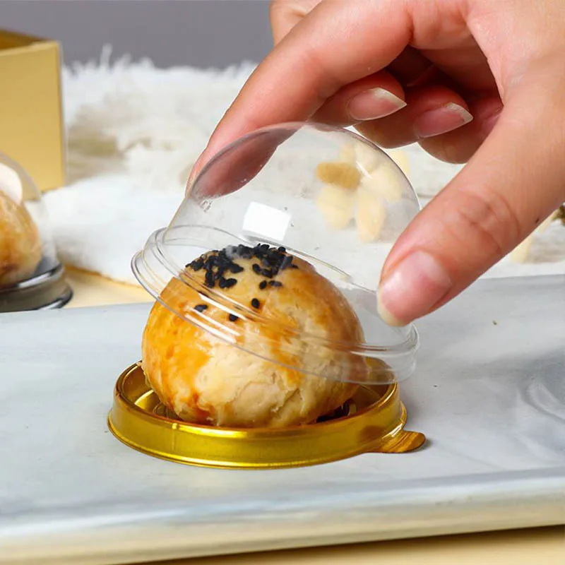 50/100/200/300Pcs Mini Cupcake Boxes Clear Plastic Egg Yolk Pastry Dessert Packaging Containers, Transparent Cupcake Holders for Wedding Birthday Party DIY Baking Decorations and Treats