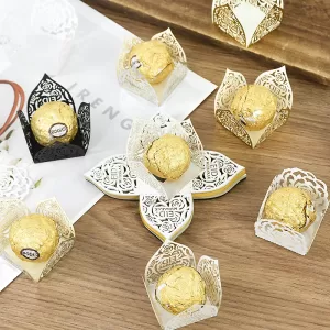 10/20Pcs Eid Mubarak Candy Boxes – Hollow Design Chocolate Trays, Truffle Wrapping Boxes, Treat Packaging for Sweets, Chocolates, Islamic Muslim Festival Party Favors and Holiday Decorations