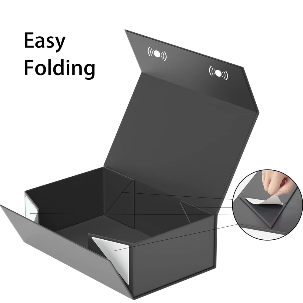 1pc Black Gift Box with Magnetic Lid for Present, Rectangular Collapsible Packaging Box with Closure, Ideal for Groomsman Proposal, Wedding, Birthday, Anniversary Gift, Elegant Gift Wrapping - 图片 3