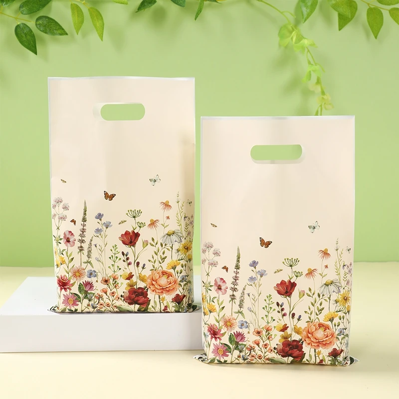 10/25/50pcs Wildflower Themed Handbag Candy Bags, Spring Floral Birthday Party Gift Packaging Bags for Baby Shower, Wedding, and Girl Party Supplies 18