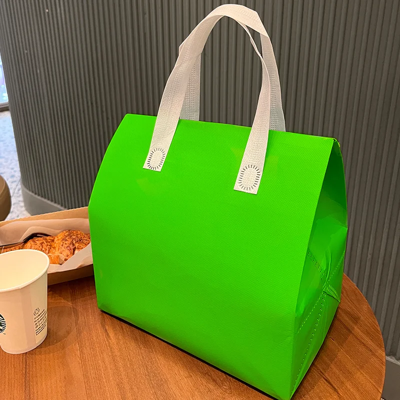 10pcs Pink Non-Woven Insulated Tote Bags – Reusable Fabric Pouches for Food, Drinks, Lunch, Grocery, Delivery, Picnic, Keep Warm or Cold, Portable Thermal Storage Carrier for Work, School, Travel - 图片 21