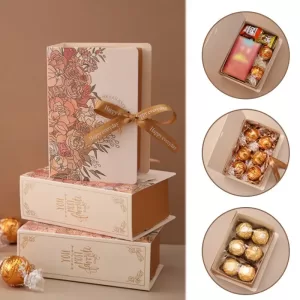 5PCS Book Shape Gift Boxes with Ribbon – Candy and Chocolate Favor Boxes, Elegant Wedding, Birthday, Mother’s Day, Party Decorations and Gift Packaging for Special Occasions