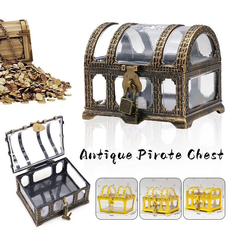 Pirate Treasure Chest with Lock – Transparent Pirate Jewelry Box for Gemstones, Crystals, Rhinestones, and Small Toys, Creative Storage Container for Kids, Crafts, and Decorative Collectibles 7
