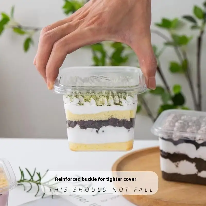 10/50 Pcs Transparent Cupcake Packaging Boxes with Lids, Disposable Dessert Containers, Tiramisu Cake Boxes, Clear Plastic Baking Boxes for Birthday Party, Wedding, Gift Packaging and Catering Use 2