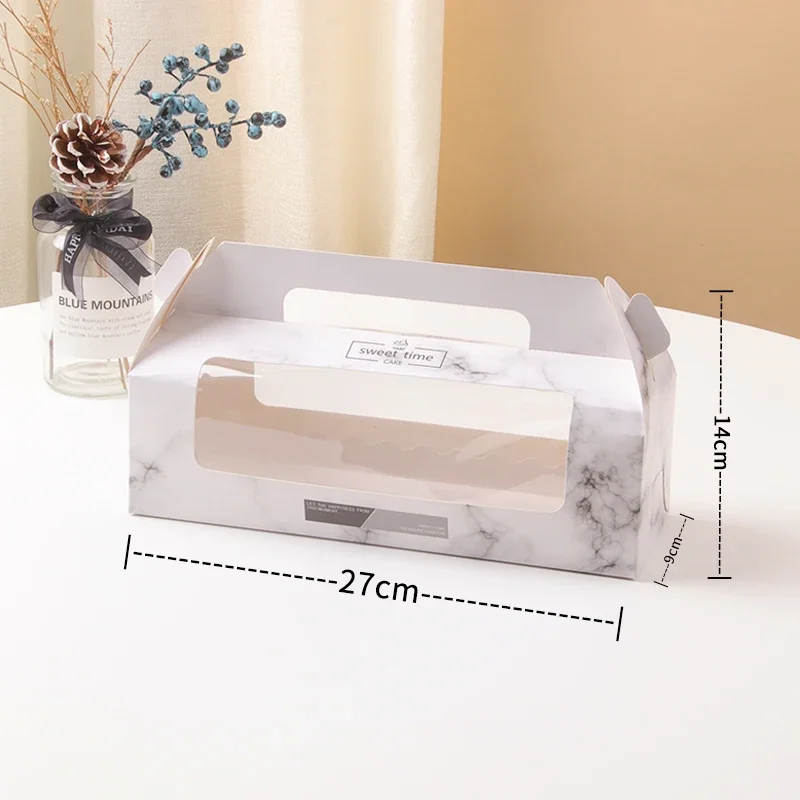 10/20 Sets White Handheld Transparent Cake Boxes, Paper & PET Long Fold Drawer Cake Roll, Dim Sum, Mousse Cake Packaging Box, Gift Packaging for Desserts and Pastries - 图片 11