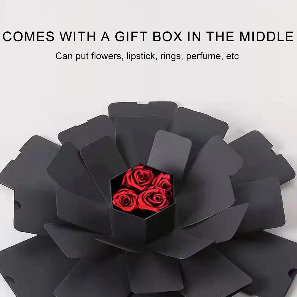 Hexagonal DIY Explosion Gift Box with Photo Album – Handmade Creative Cardboard Box for Valentine's Day, Wedding Proposal, Anniversary, Birthday, Personalized Memory Keepsake, Surprise Present - 图片 5
