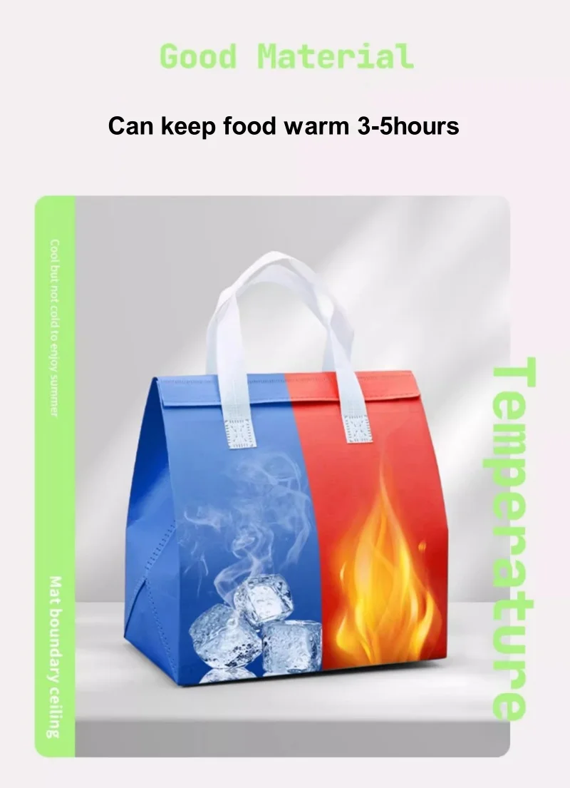 10pcs Green Non-Woven Insulated Tote Bags – Portable Reusable Pouches for Food, Drinks, Cake, and Snacks, Thermal Carrier Keeps Hot or Cold, Ideal for Delivery, Picnic, Grocery, Work, School 3