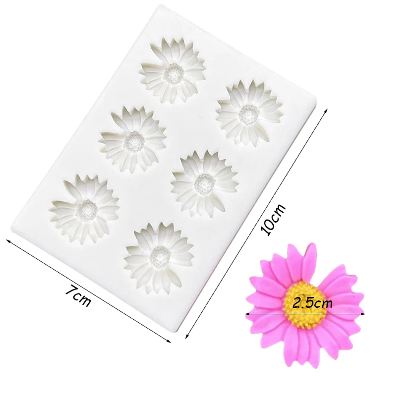 Mini Rose Camellia Daisy Flower Silicone Mold for Sugarcraft Cookie Cupcake Chocolate Baking Fondant Cake Decorating Tools DIY Pastry Dessert Decoration Kitchen Craft Tray
